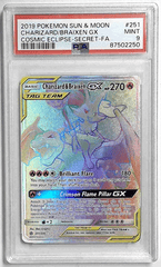 V1050: 2019: CHARIZARD & BRAXIEN GX: 251/236: COSMIC ECLIPSE-SECRET-FA: PSA 9: MINT: 87502250